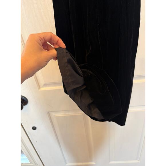 Vintage Ann Klein II Velour Velvet Little Black Bodycon Dress Size 4 - Picture 4 of 11